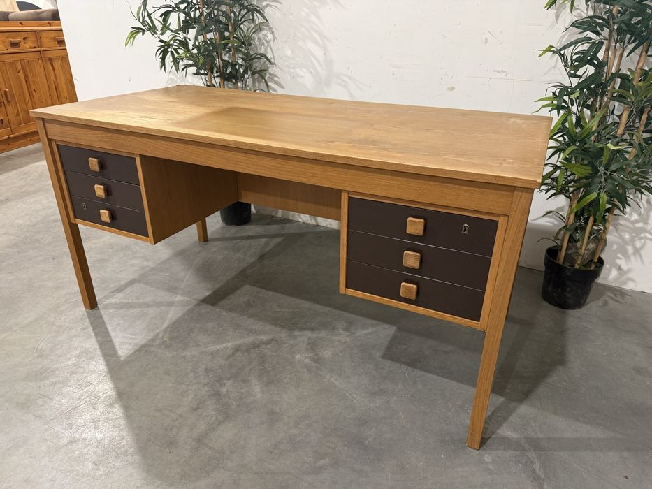 Piękne dwustronne biurko jesionowe Domino Mobler duński design wysyłka