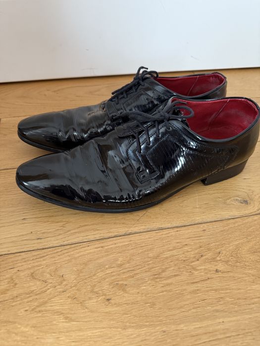 Flippo r 44 lakierowane męskie buty eleganckie pantofle skóra lakierki