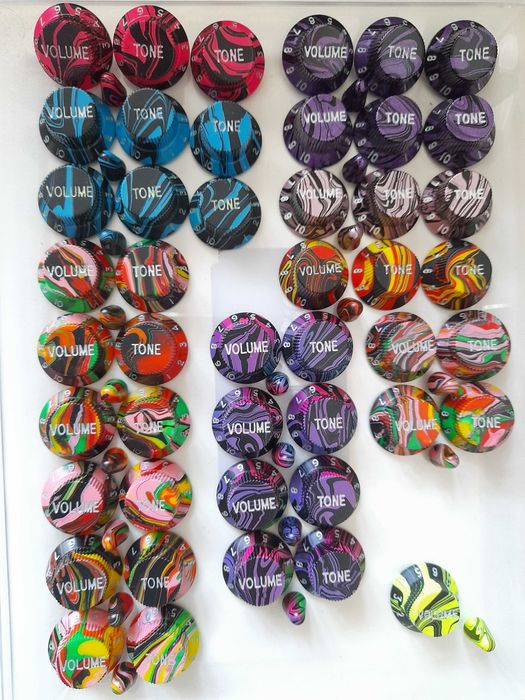 Strat knobs guitarra Neon e Swirl (pintados como os antigos da Ibanez)
