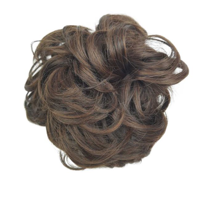 Treska na gumce kok messy bun czekoladowy brąz