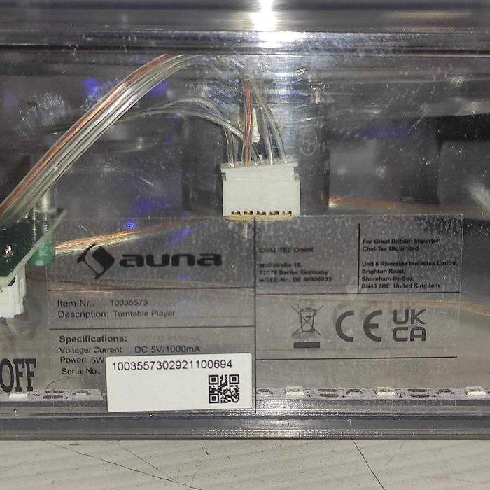 Стереосистема програвач вінілу Auna ClearTech ВТ прозрачный корпус