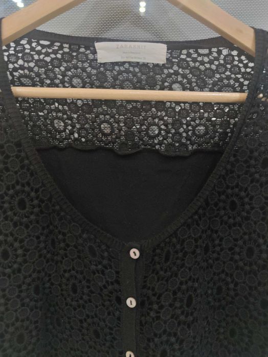 ZARA KNIT czarny krótki sweterek r. M
