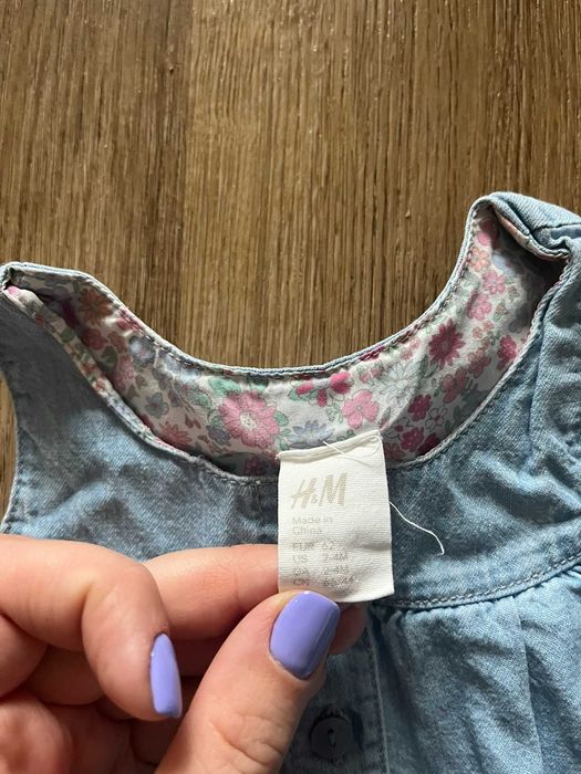 sukienka rozmiar 62 jeansowa H&M kwiatki