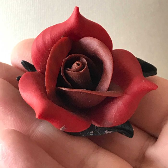 Stara broszka lata 80 czerwona róża brosza  vintage retro