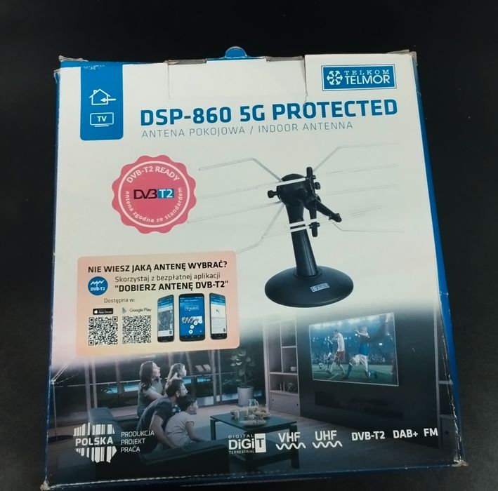 Telmor antena wewnętrzna DVBT T2 DSP-860 Protected 5G stan bardzo dobr