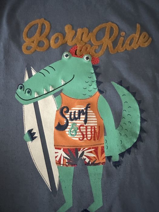 Koszulka z krótkim rękawem krokodyl dla chłopca z napisem bawełna