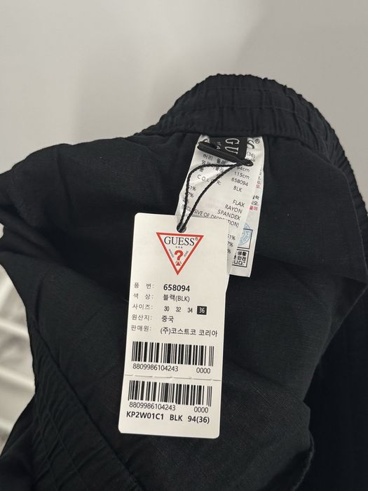 Чоловічі лляні штани GUESS (розмір 36) чорні/зелені