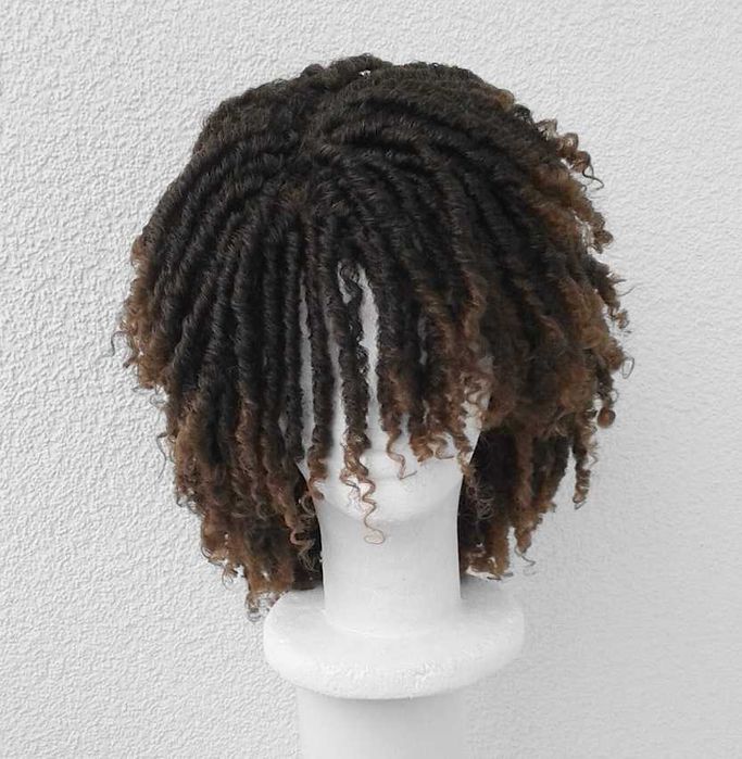 Brązowa peruka z dredami dredy afro loki lokowana cosplay wig brązowy