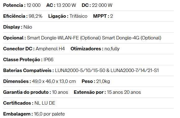 NEW Huawei SUN2000-5K|6K|8K|10K|12K -MAP0 [Fases Desiquilibradas]