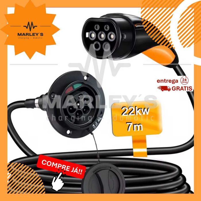 Extensão Cabo Carregamento 3.6 a 22 Kw - 1 / 3 Fases - 7 METROS