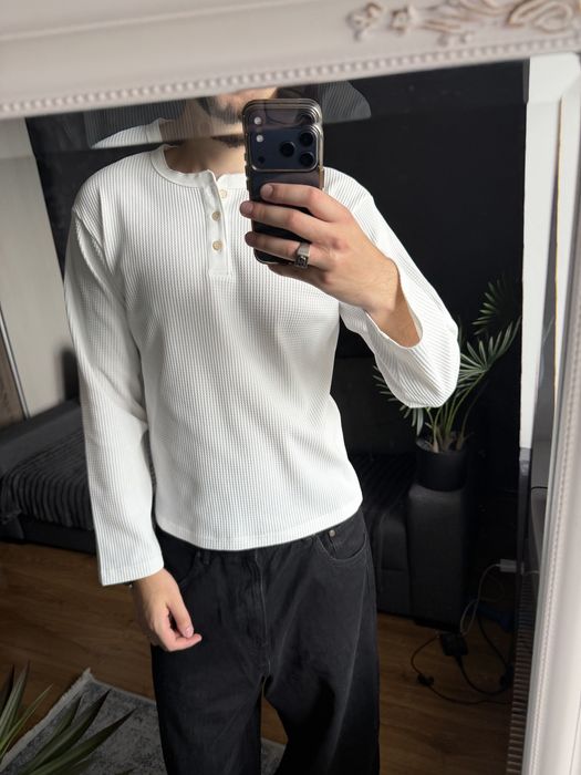 Henley longsleeve archive лонгслів хенлі no faith studios archive архів архівний old money polo ralph lauren вафельний лонг хенли на гудзиках