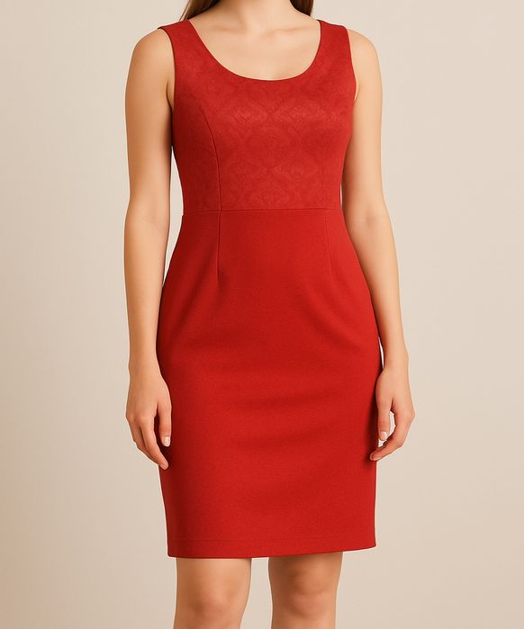 Czerwona sukienka w delikatne wzory