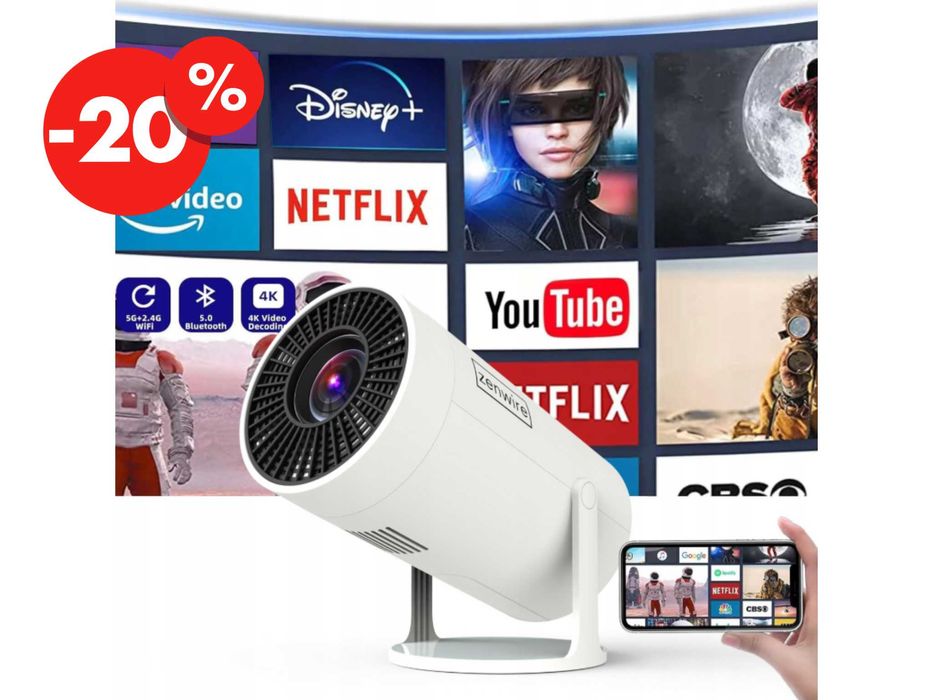 Mini Projektor Rzutnik Przenośny WiFi Android Full HD Bluetooth OKAZJA