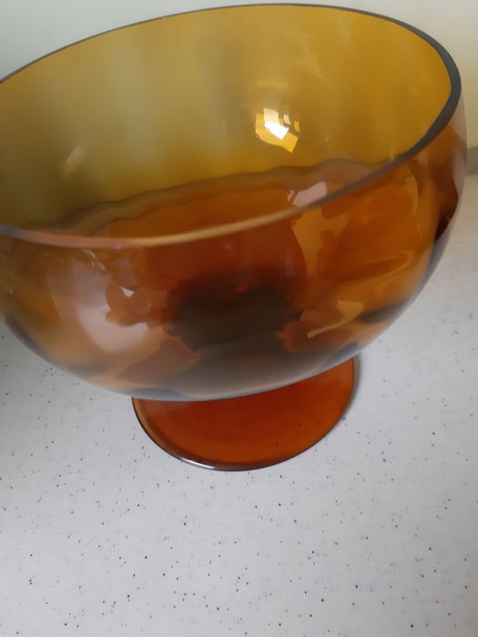 Kielich prl miodowy horbowy kolekcja vintage szkło kolorowe patera boh