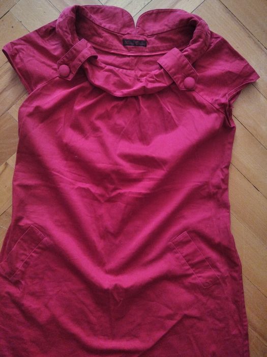 Czerwona trapezowa sukienka tunika mini Miss 36/38 tetro