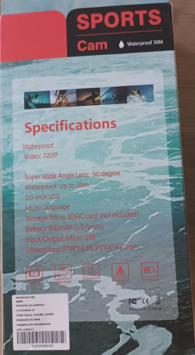 Câmara de Ação Full HD 1080p com Case a Prova D'Água