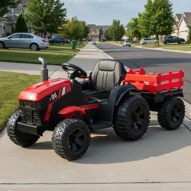 Детский трактор. Дитячий електромобіль трактор з  причепом