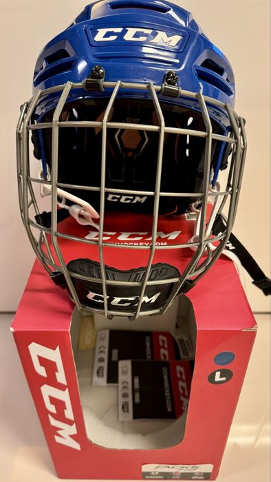 CCM Hockey Helmet Tacks 710 Combo Azul Royal