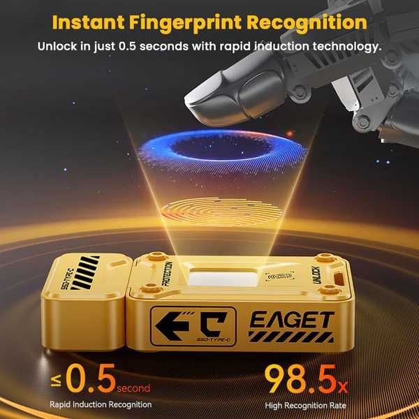 Флешка з шифруванням та відбитком пальця 256GB | USB EAGET FU80 256GB (560Mb/s) Fingerprint USB 3.2 Gen 1