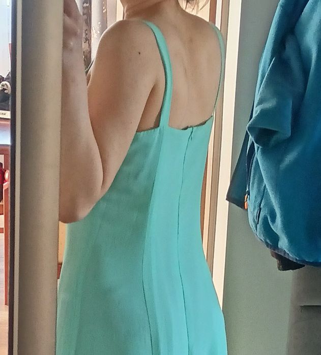 lniana sukienka bez rękawów vintage retro 90s