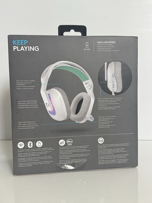 Навушники з мікрофоном Безродотова ігрова Гарнітура Logitech G522 Lightspeed White Білий (981-001550)