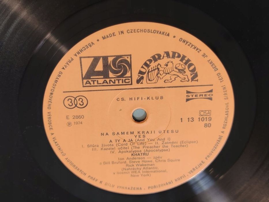 Yes - Na Samém Kraji Útesu (Close To The Edge). 1974. Supraphon. Ex