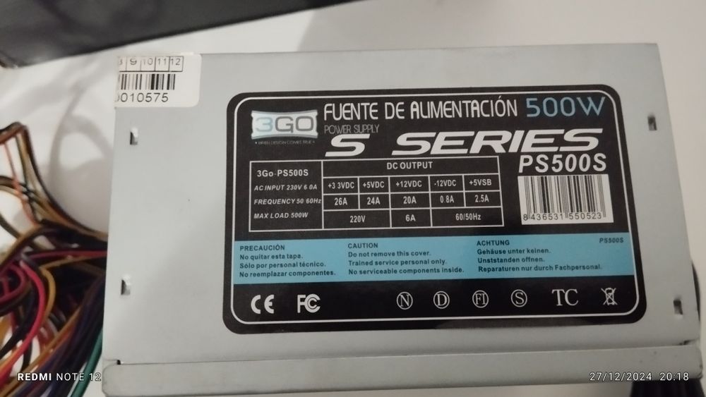 500W PC Power Supply with Two 6-Pin Graphics Adapters64740941235843124