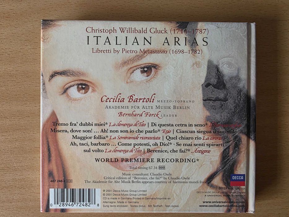 CD de Música "Gluck Italian Arias" com Cecilia Bartoli