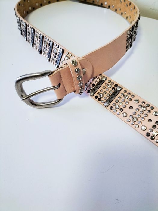 Ремень кожаный со стразами