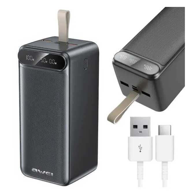 Ультрапотужний повербанк Awei J86A 100000 mAh з LED-дисплеєм. 22,5 W.