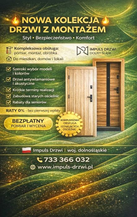 Drzwi Wejściowe ZEWNĘTRZNE/ WEWNĘTRZNE z Montażem - Szybkie terminy