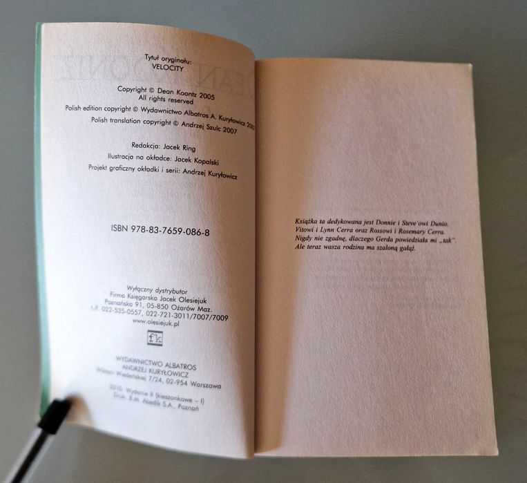 Dean Koontz - Prędkość (Wydawnictwo Albatros)