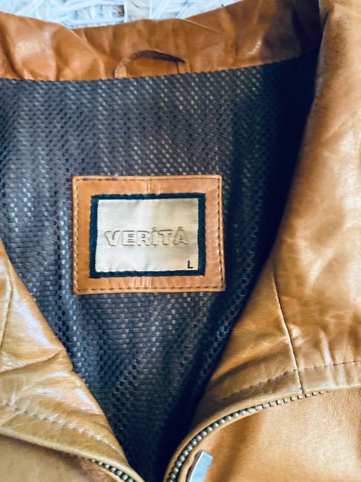 Kurtka płaszcz skórzany męski elegancka miękka, XL, super stan, beżowa