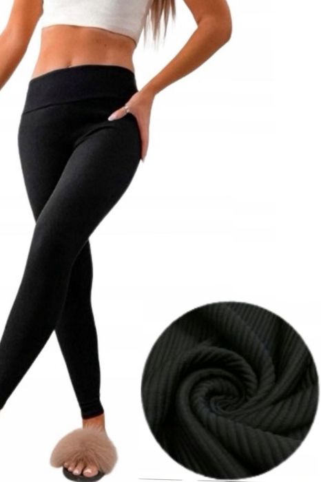 Leginsy damskie Prążek Czarne