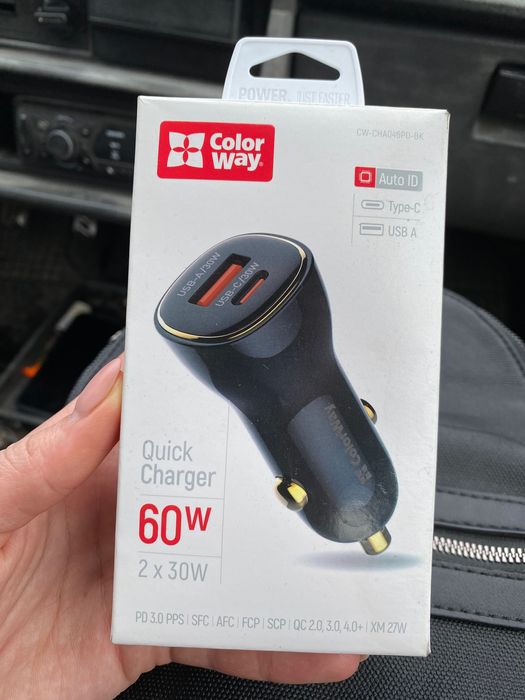 автомобільний зарядний пристрій ColorWay 60W