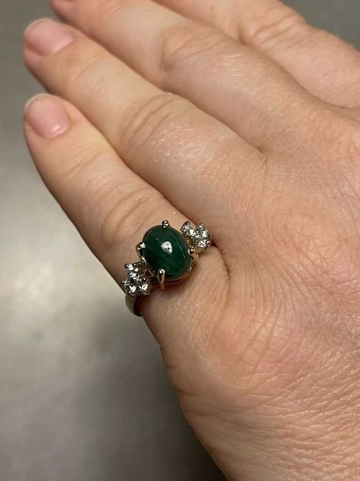 Złoty Pierścionek - 14K - 3,95g - SZMARAGD - DIAMENTY - Kraków