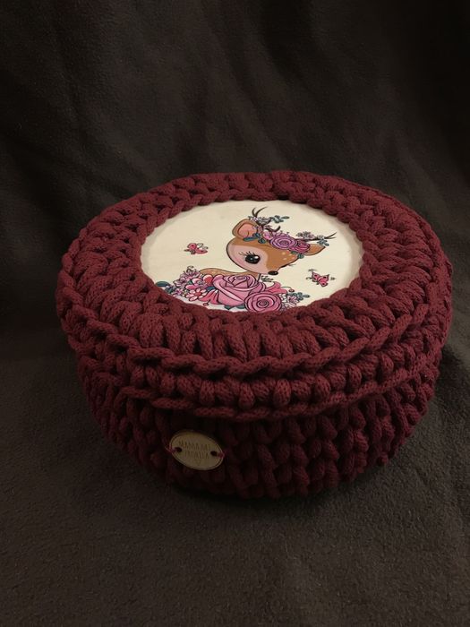 Kosz szydełkowy pudełko zamykane szkatułka