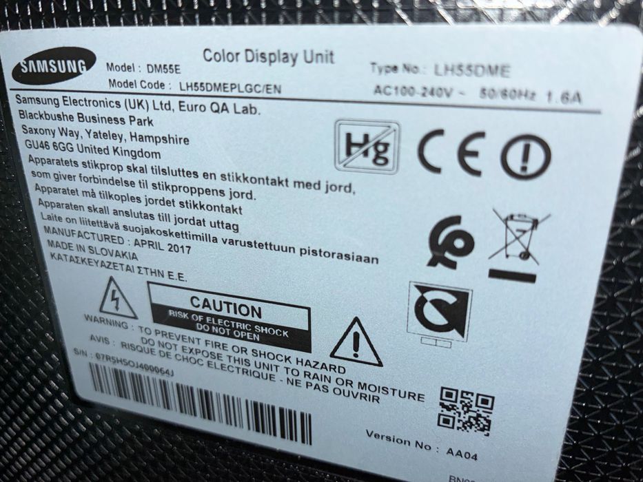 TV Samsung 55” LH55DMEPLGC/EN