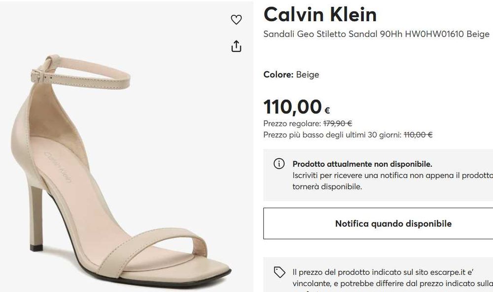 Босоніжки жіночі з натуральної шкіри Calvin Klein, 38р