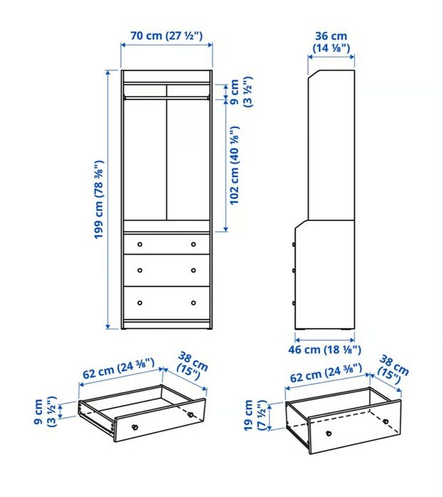 Ikea Hauga szafa otwarta regał z szufladami