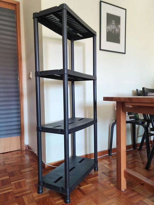 Estante Organizadora de Plástico Preto (4 Prateleiras)