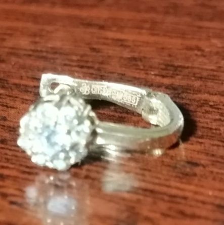 Серьга, сережка детская 585 проба золото и фианиты 9шт. Золотой век.