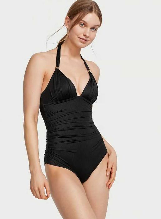 Черный сдельный цельный купальник Victoria's Secret с пушапом утяжка S