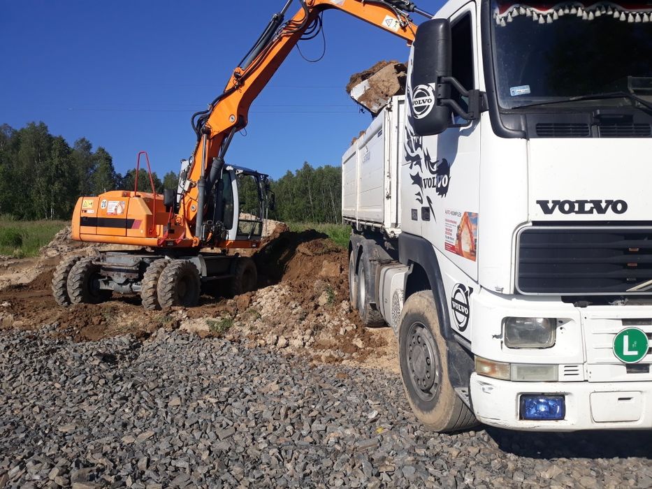Usługi koparką ,minikoparka koparką obrotową. Transport kruszywa.