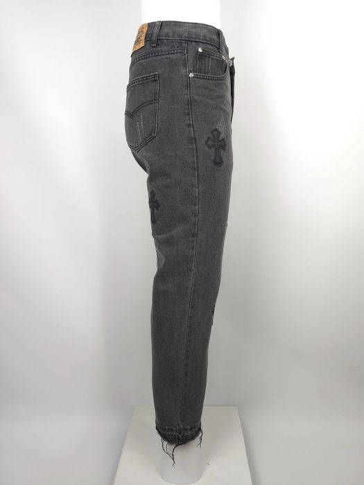 Chrome Hearts jeansy szare z krzyżami