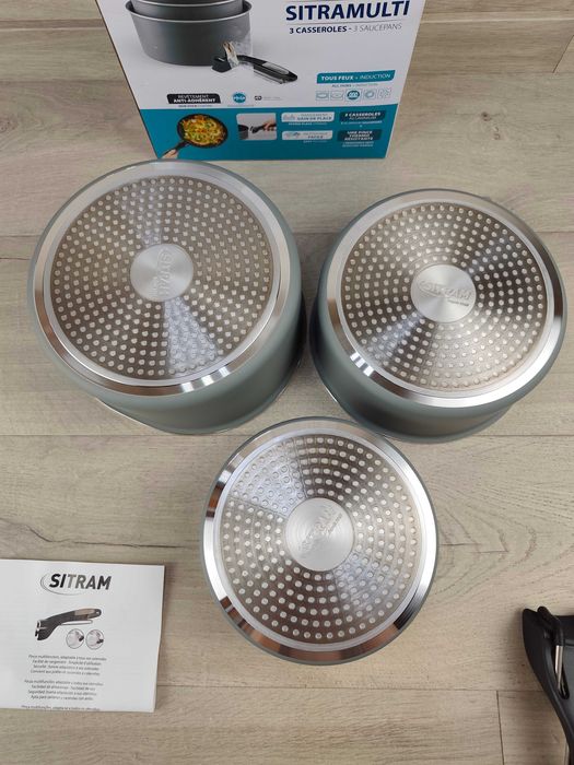 Sitram Zestaw 3 garnków rondli aluminium 16/18/20 cm z uchwytem