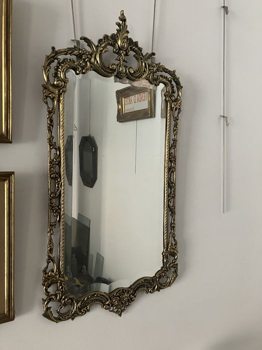 Consola com espelho em latao e marmore