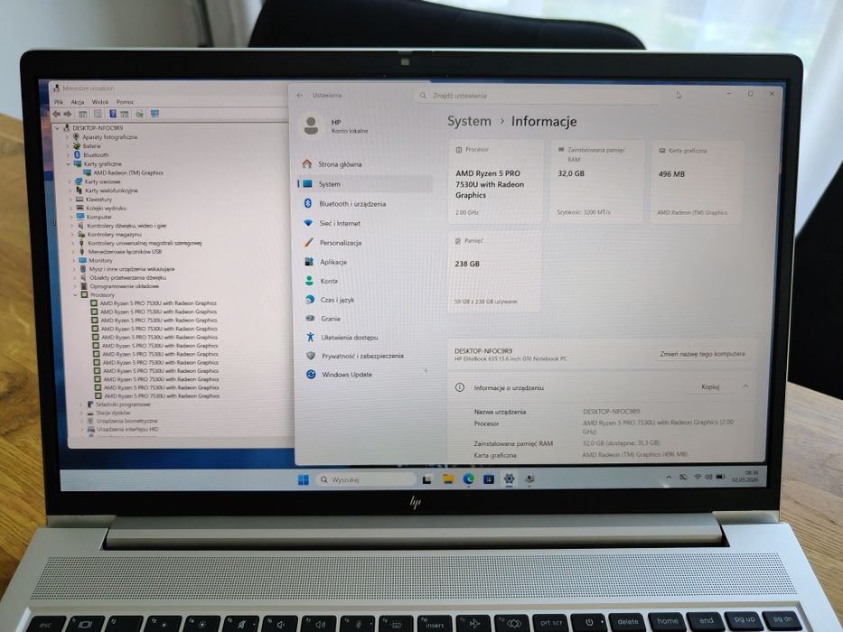 HP 655 G10 Ryzen 5 PRO-7530U 32GB RAM