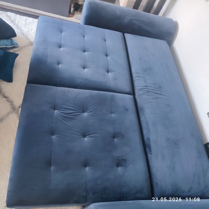 Kanapa rozkładana sofa granat welur