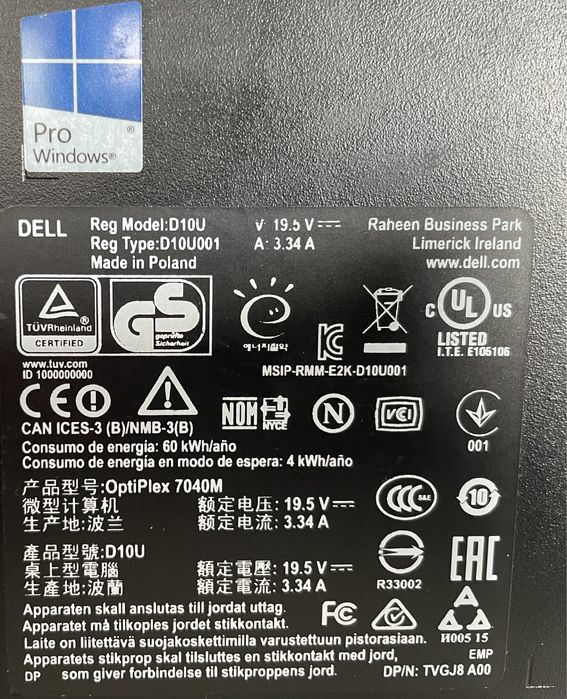Komputer DELL Optiplex 7040 I5-6500T 2,5GHZ 256GB Win10Pro+Office 2013